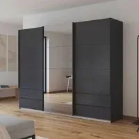 Elara 271cm 3 Door Sliding Wardrobe - Metallic Dark Grey