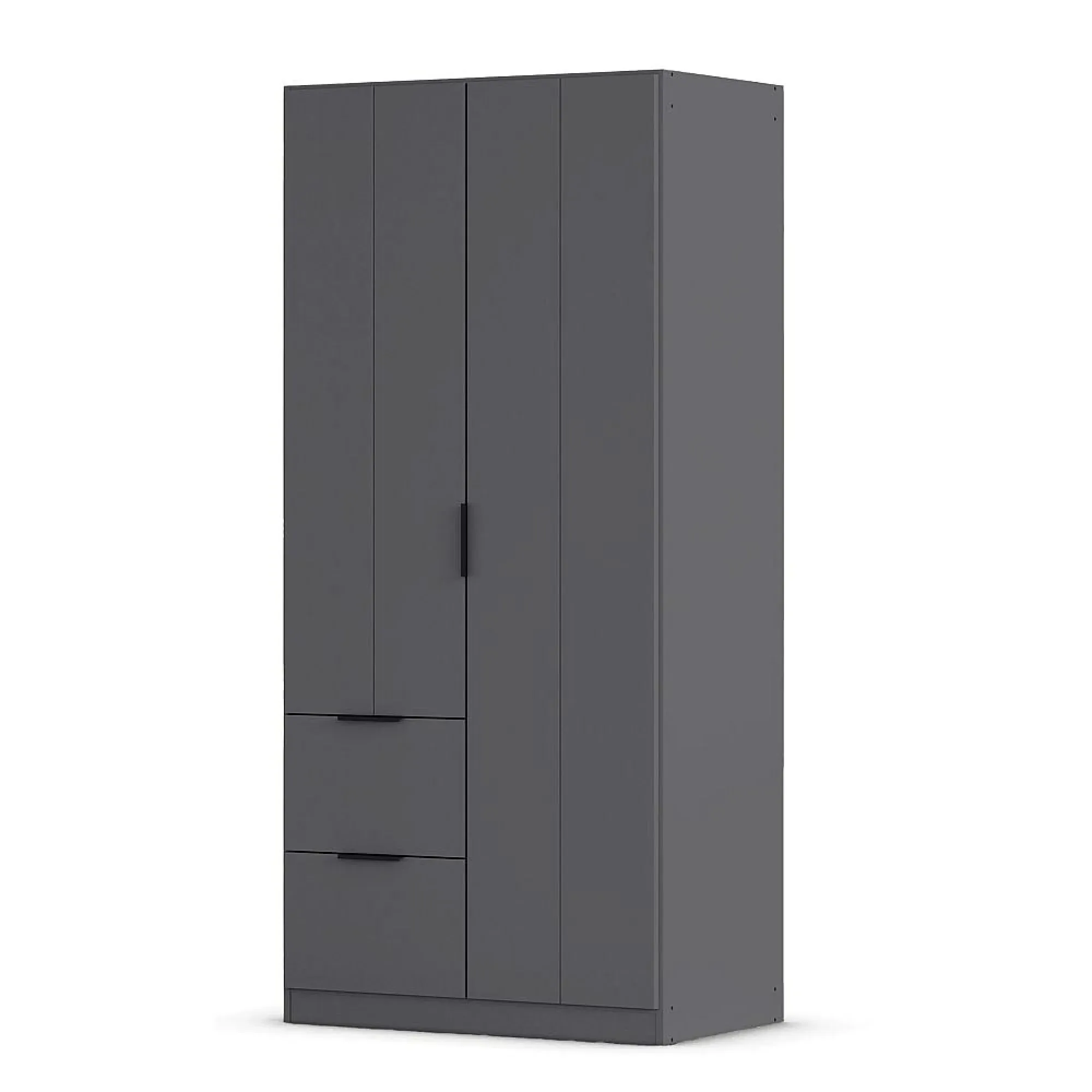 Ella 2 Door Wardrobe with Drawer - Metallic Dark Grey