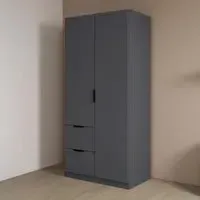 Ella 2 Door Wardrobe with Drawer - Metallic Dark Grey