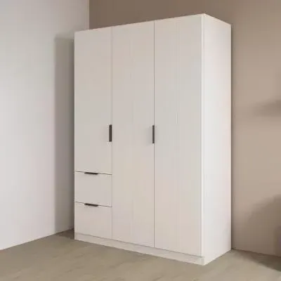Ella 3 Door Wardrobe with Drawer - Alpine White