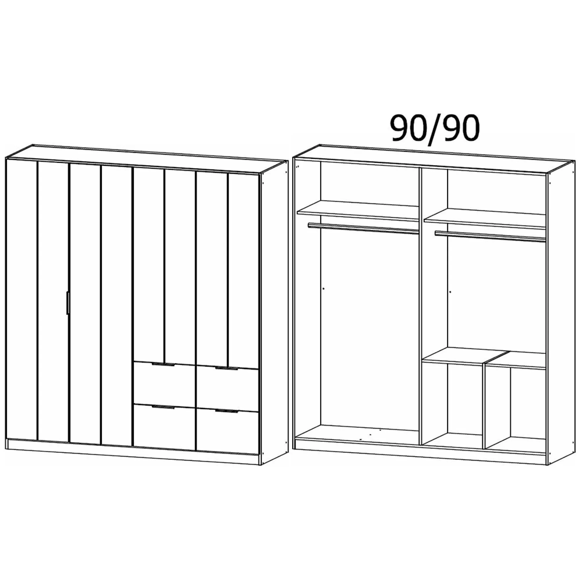 Ella 4 Door Wardrobe with Drawer - Champagne