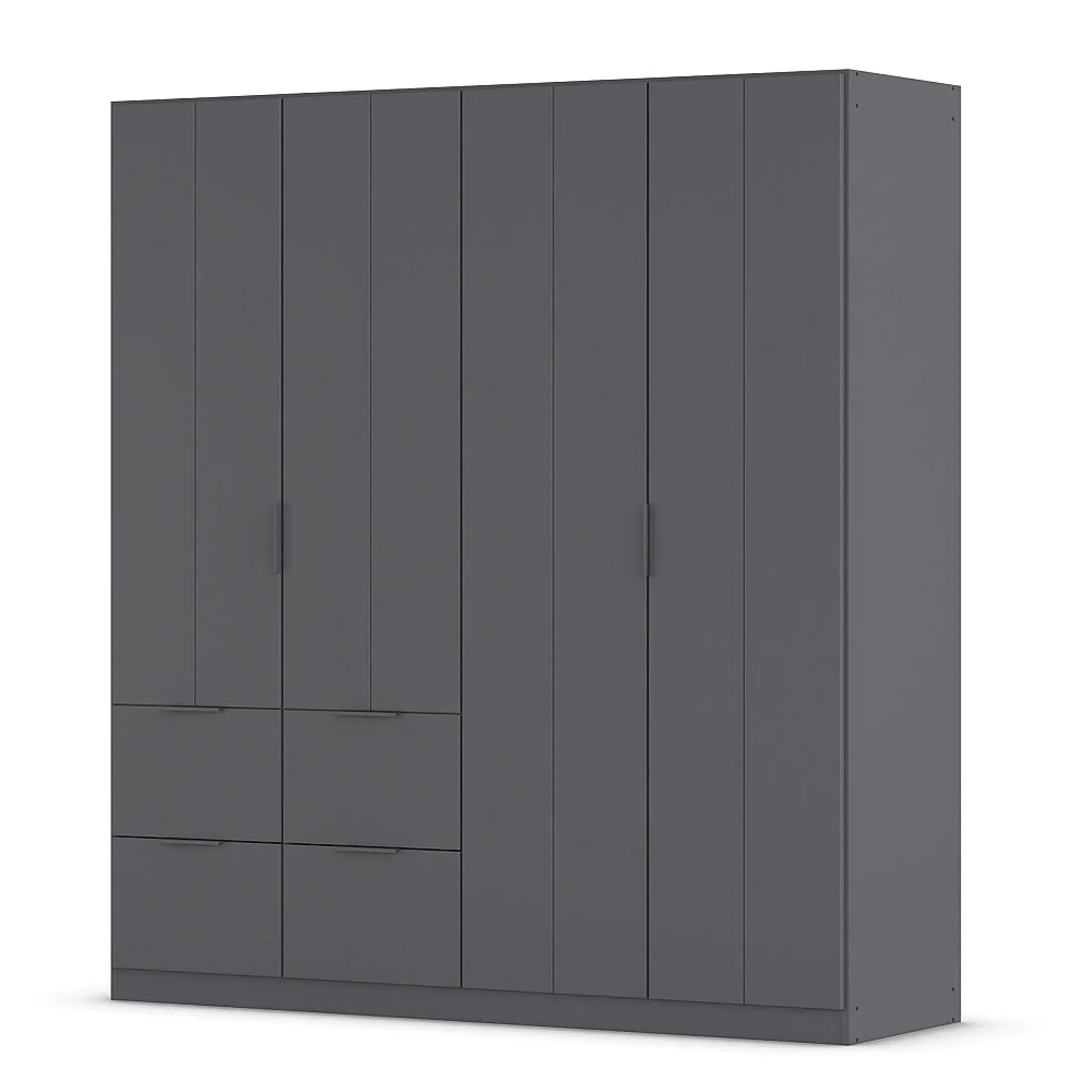 Ella 4 Door Wardrobe with Drawer - Metallic Dark Grey