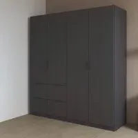 Ella 4 Door Wardrobe with Drawer - Metallic Dark Grey