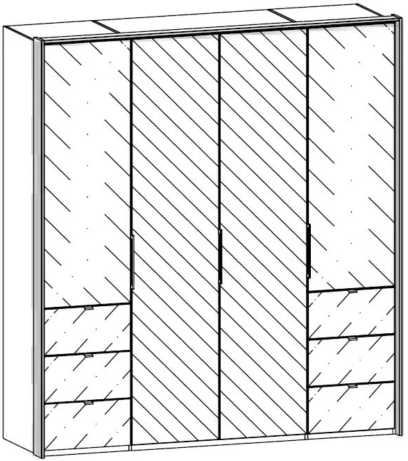 Erimo 4 Door Combi Folding Wardrobe - Graphite, Glass