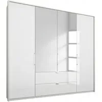 Erimo 4 Door Combi Folding Wardrobe - White, Glass
