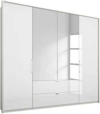 Erimo 4 Door Combi Folding Wardrobe - White, Glass image