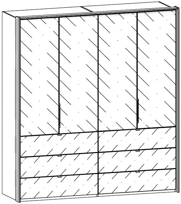 Erimo 4 Door Folding Wardrobe with Drawers - White, Glass