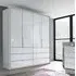 Erimo 4 Door Folding Wardrobe with Drawers - White, Glass