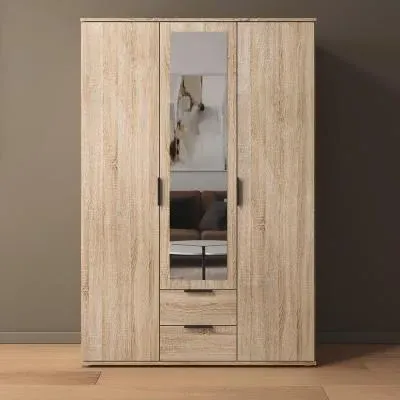 Essea 127cm 3 Door Combi Wardrobe - Sonoma Oak