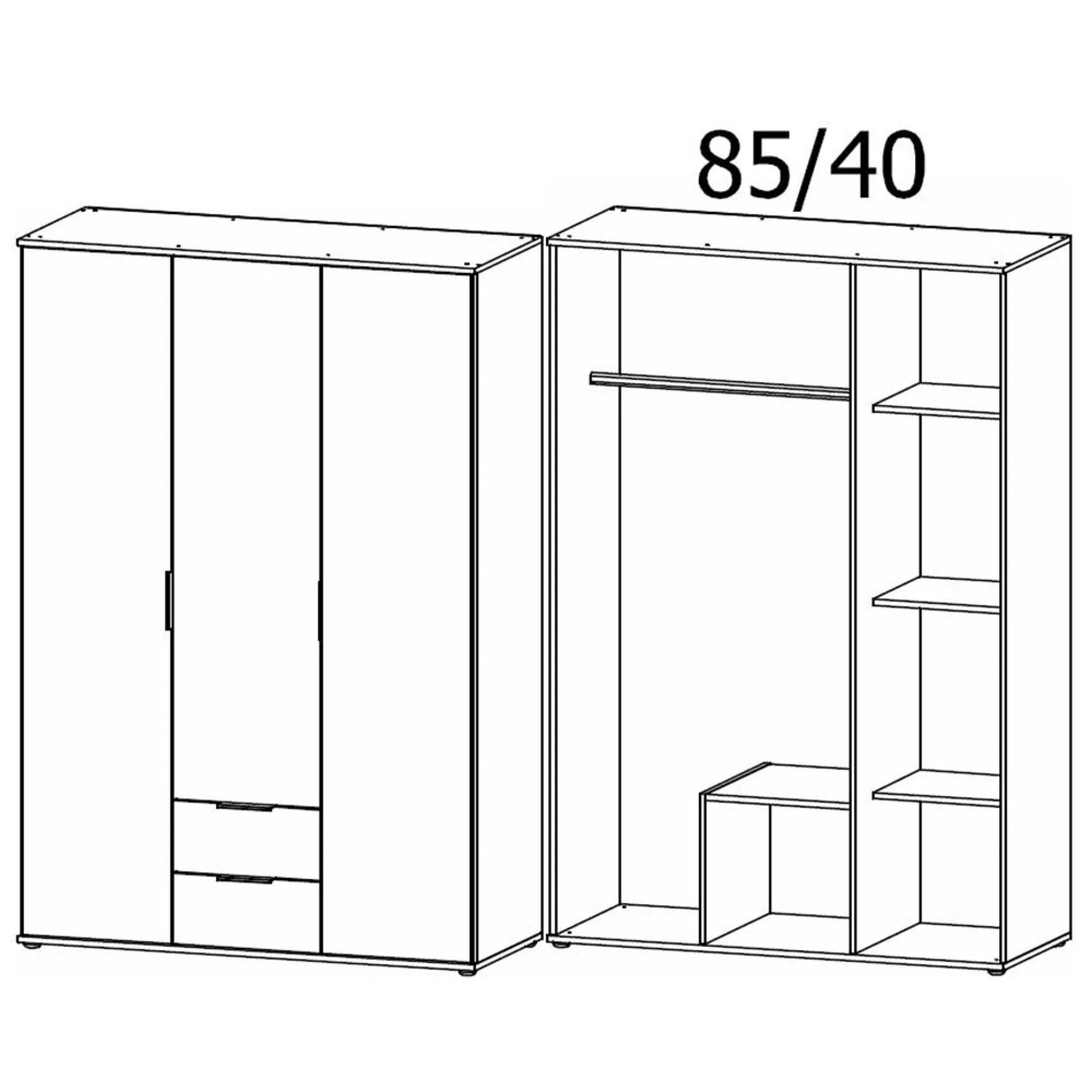 Essea 127cm 3 Door Wardrobe - Alpine White