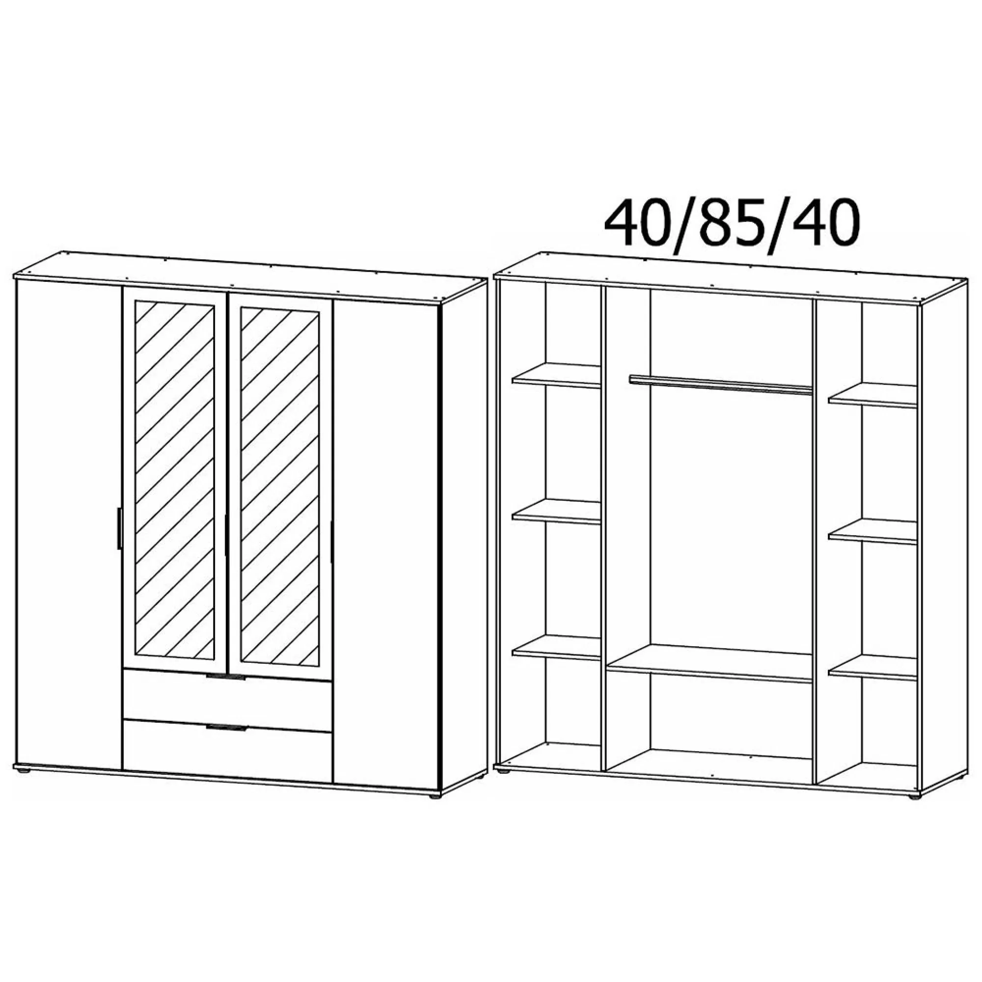 Essea 4 Door Combi Wardrobe - Alpine White