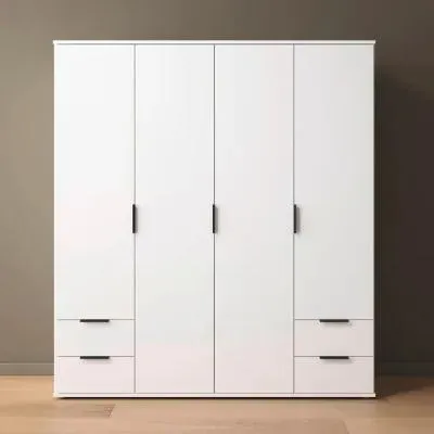 Essea 4 Door Wardrobe with Drawers - Alpine White