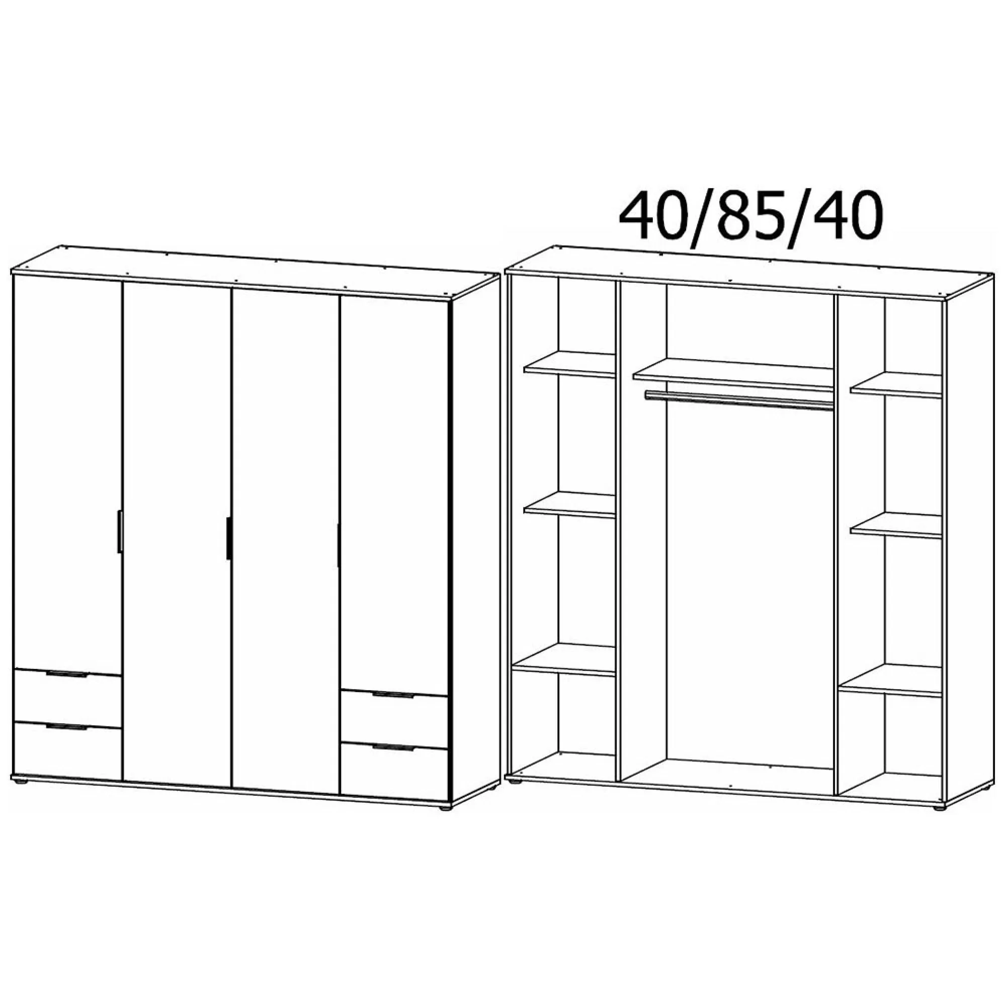 Essea 4 Door Wardrobe with Drawers - Sonoma Oak