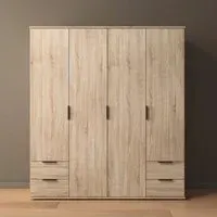 Essea 4 Door Wardrobe with Drawers - Sonoma Oak