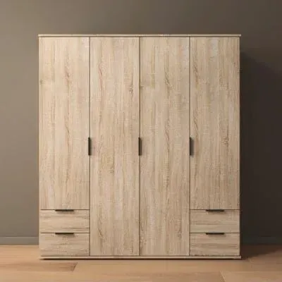 Essea 4 Door Wardrobe with Drawers - Sonoma Oak