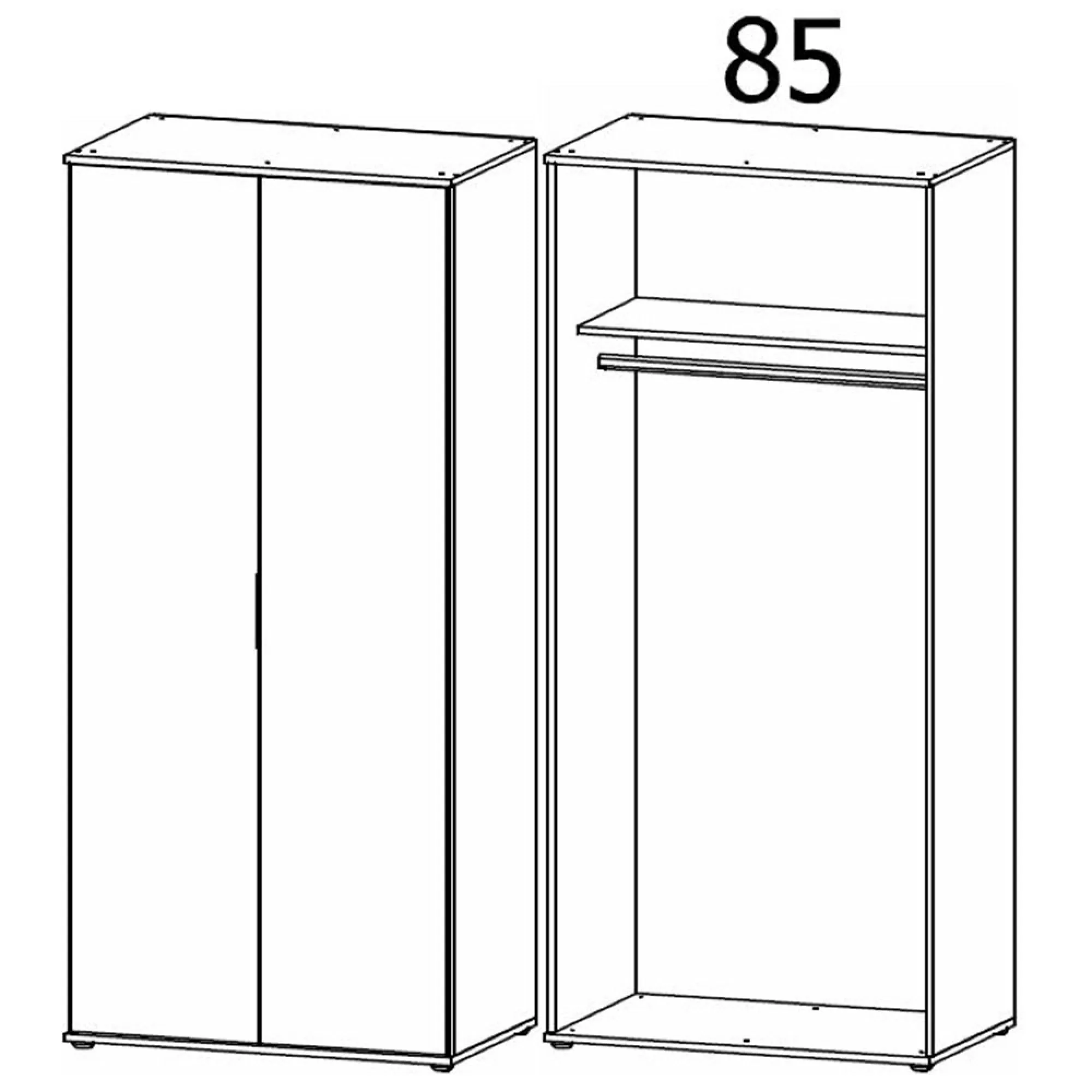 Essea 85cm 2 Door Wardrobe - Sonoma Oak