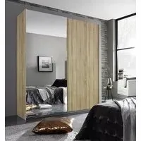 Essensa 181cm 2 Door Mirror Sliding Wardrobe - Oak