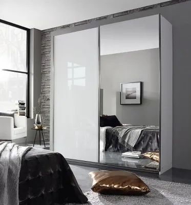 Essensa 181cm 2 Door Mirror Sliding Wardrobe - White