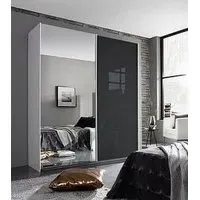 Essensa 181cm 2 Door Sliding Wardrobe - White, Basalt Glass