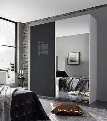 Essensa 181cm 2 Door Sliding Wardrobe - White, Basalt Glass