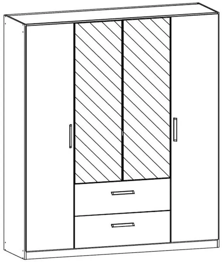Essensa 181cm 4 Door Combi Wardrobe - White, Metallic Grey