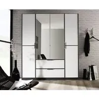 Essensa 181cm 4 Door Combi Wardrobe - White, Metallic Grey