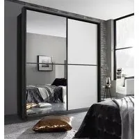 Essensa 2 Door Sliding Wardrobe with Mirror - White, Grey