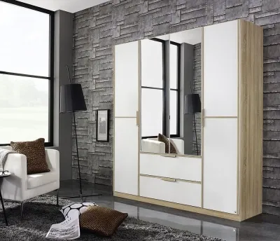 Essensa 4 Door Combi Wardrobe - Oak, White