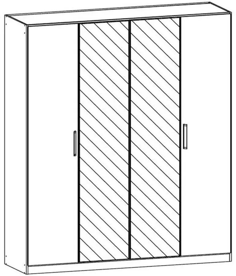 Essensa 4 Door Mirror Wardrobe - Oak, Basalt Glass