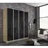 Essensa 4 Door Wardrobe - Oak, Basalt Glass