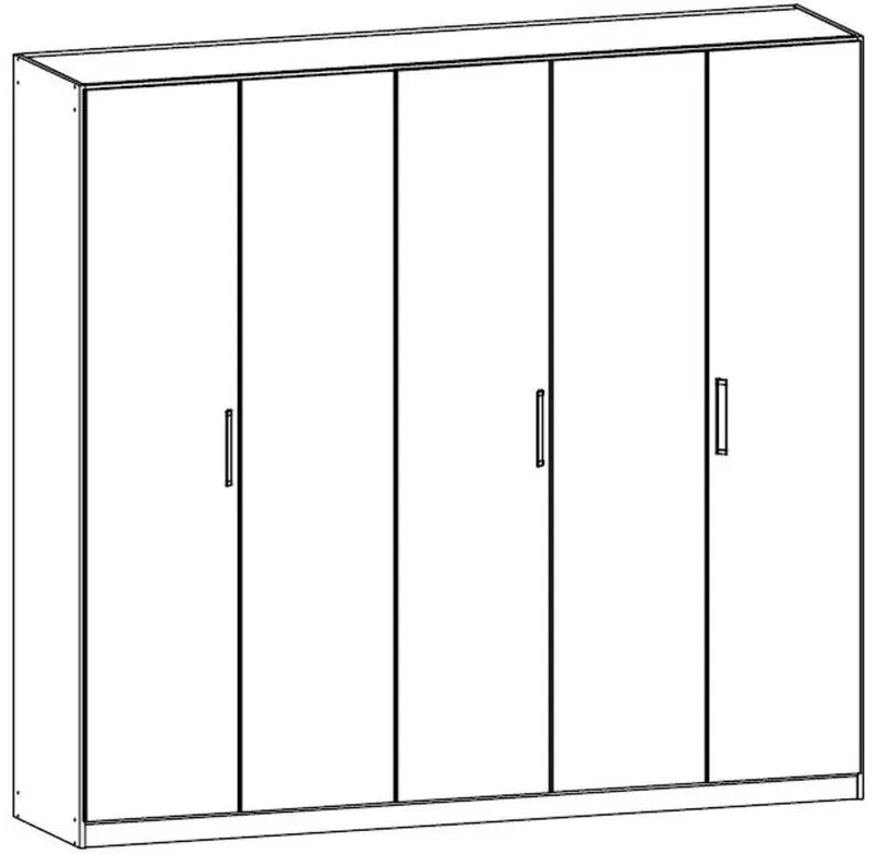 Essensa 5 Door Wardrobe - White, Oak