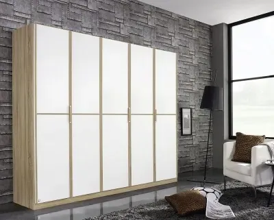 Essensa 5 Door Wardrobe - White, Oak image