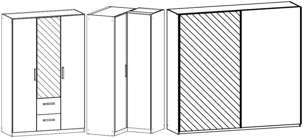 Essensa L-Shaped 7 Door Wardrobe - White, Metallic Grey