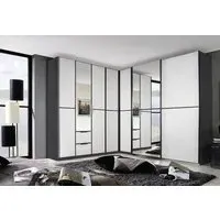 Essensa L-Shaped 7 Door Wardrobe - White, Metallic Grey