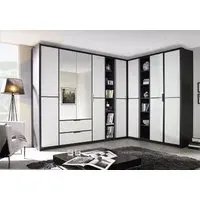 Essensa L-Shaped 8 Door Wardrobe - White, Metallic Grey