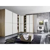 Essensa L-Shaped Wardrobe 6 Door - White, Oak