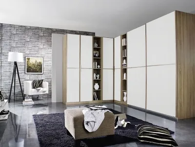 Essensa L-Shaped Wardrobe 6 Door - White, Oak