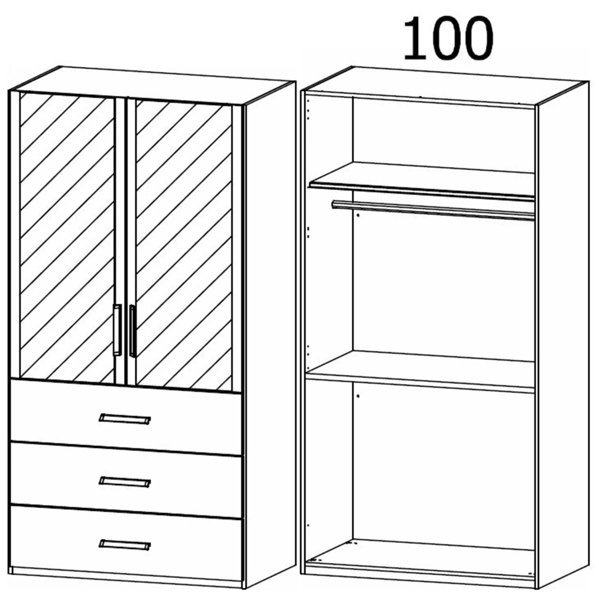 Evelyn 2 Door Combi Wardrobe - Wild Oak