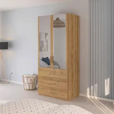 Evelyn 2 Door Combi Wardrobe - Wild Oak