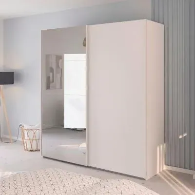 Evelyn 2 Door Sliding Wardrobe with Mirror - Alpine White