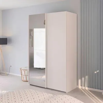 Evelyn 2 Door Sliding Wardrobe with Mirror - Alpine White