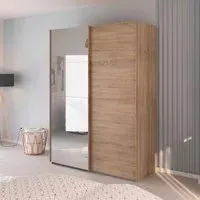 Evelyn 2 Door Sliding Wardrobe with Mirror - Sonoma Oak