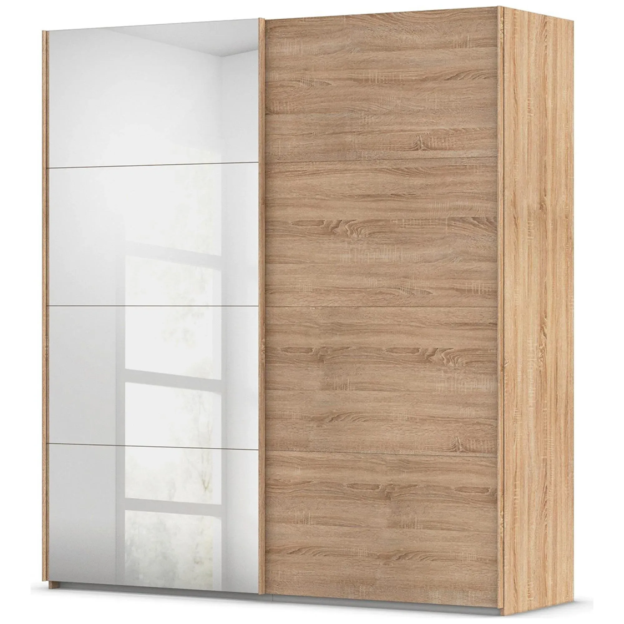 Evelyn 2 Door Sliding Wardrobe with Mirror - Sonoma Oak