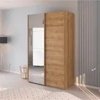 Evelyn 2 Door Sliding Wardrobe with Mirror - Wild Oak