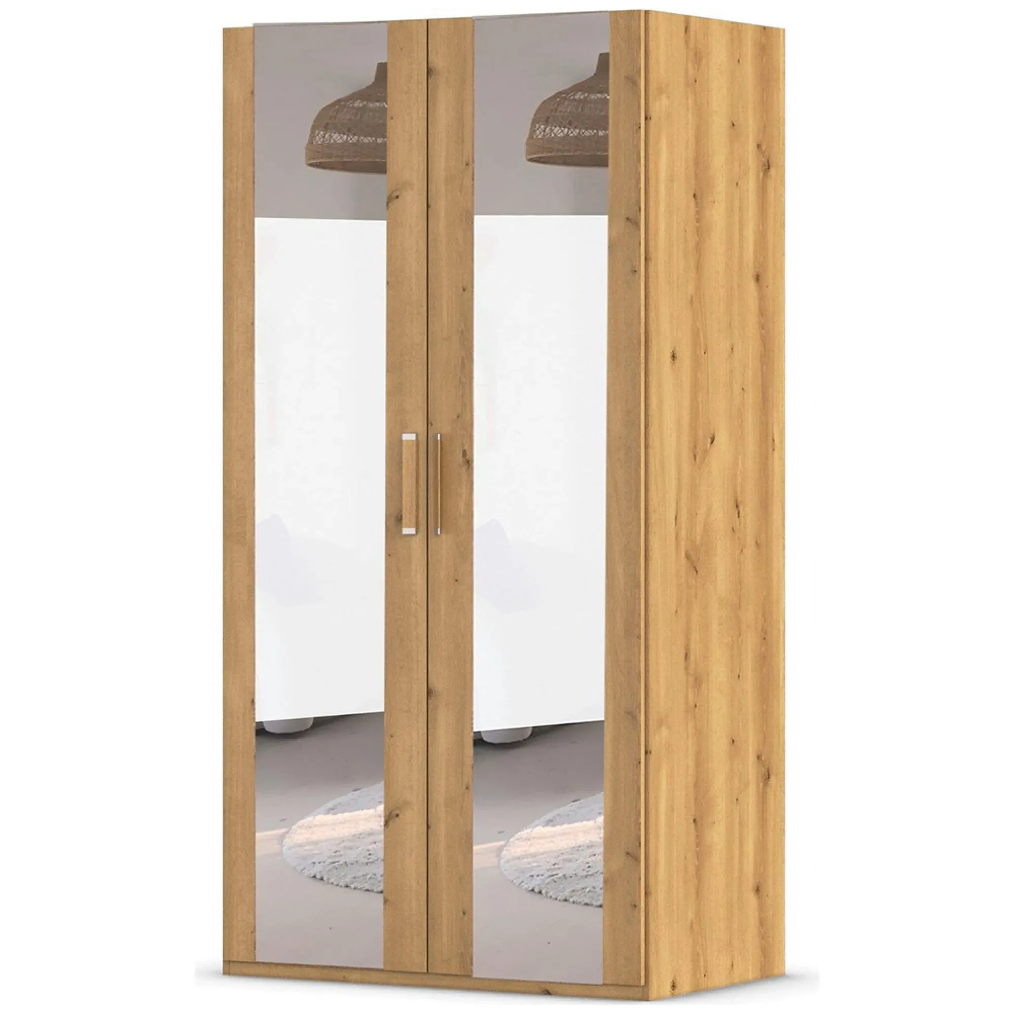 Evelyn 2 Door Wardrobe with Mirror - Wild Oak