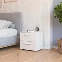 Evelyn 2 Drawer Bedside Cabinet - Alpine White