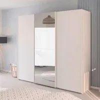 Evelyn 3 Door Sliding Wardrobe with Mirror - Alpine White