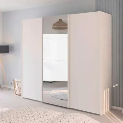 Evelyn 3 Door Sliding Wardrobe with Mirror - Alpine White