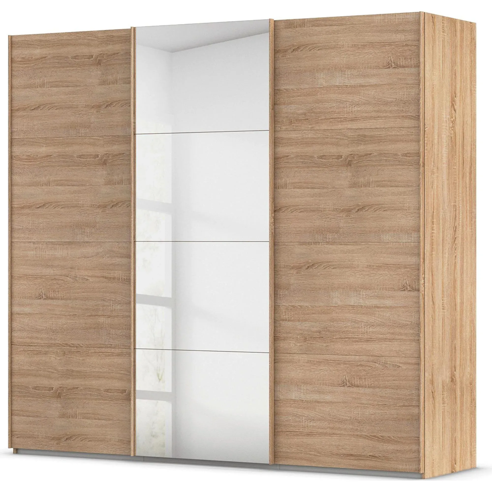 Evelyn 3 Door Sliding Wardrobe with Mirror - Sonoma Oak