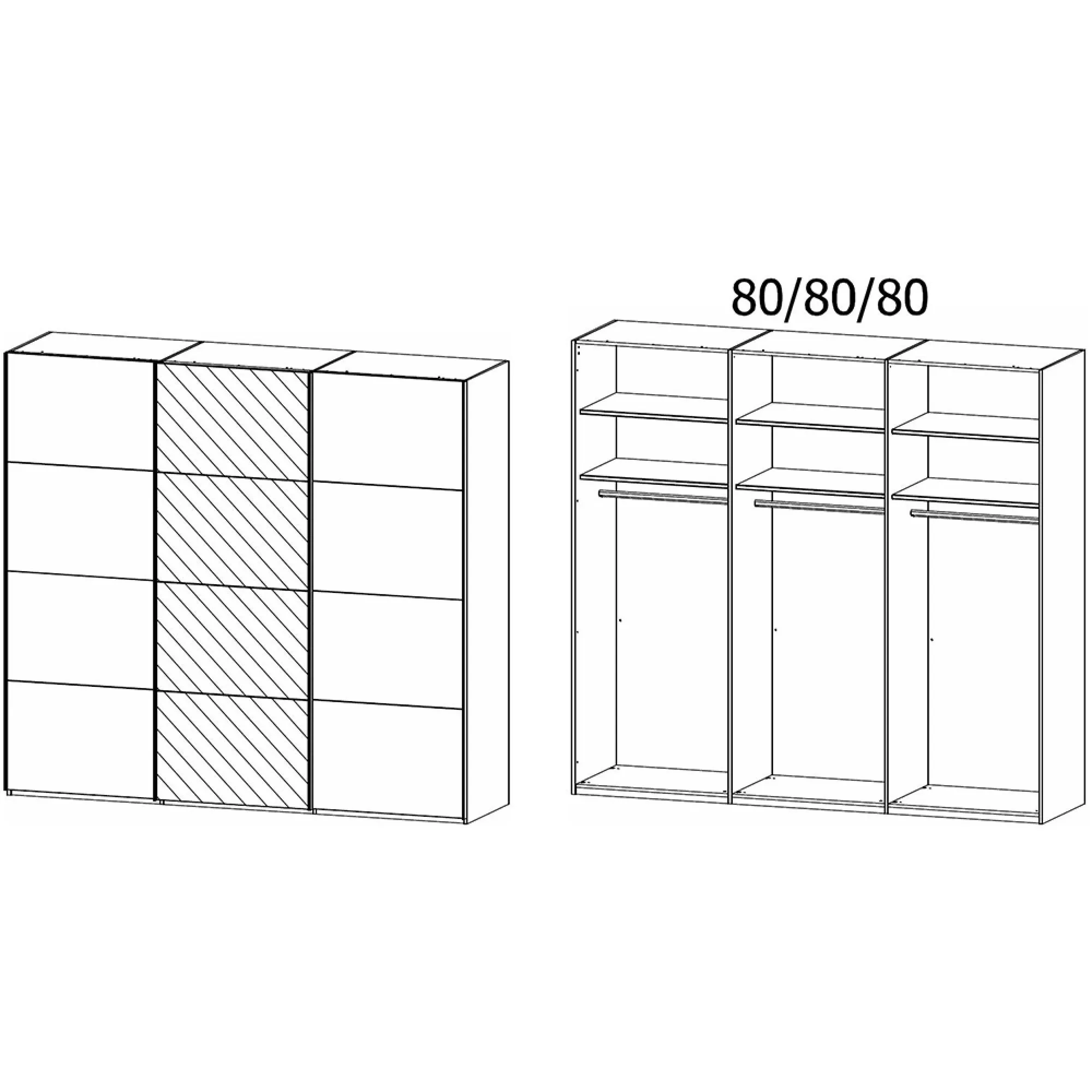 Evelyn 3 Door Sliding Wardrobe with Mirror - Sonoma Oak